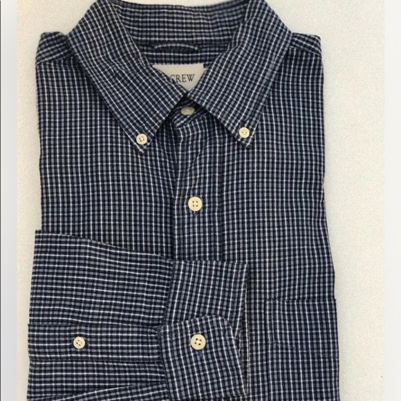 J.Crew Men Dress Shirt Blue White Plaid Small 100% Cotton Long Sleeve - Picture 4 of 9